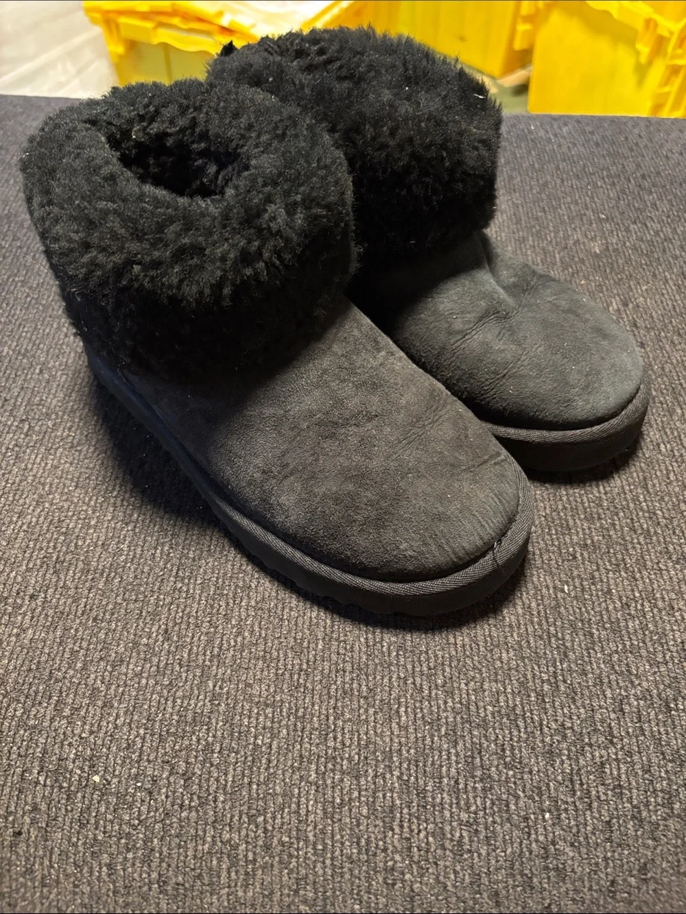UGG Black Shearling Cuff Ankle Boots